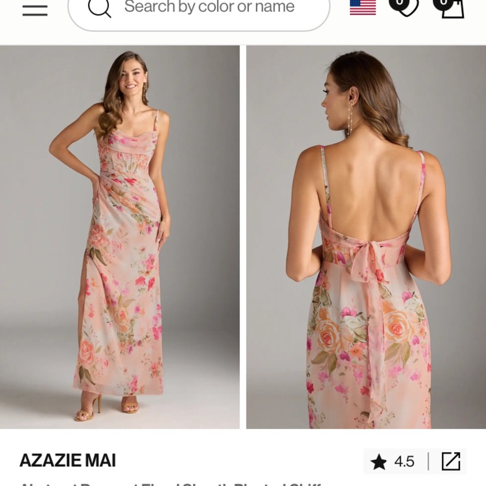 Azazie Mai Floral Pink Dress